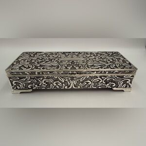 Vintage Godinger Silver Plate Jewelry Box Oval Mirror 9 X 3.75 X 2